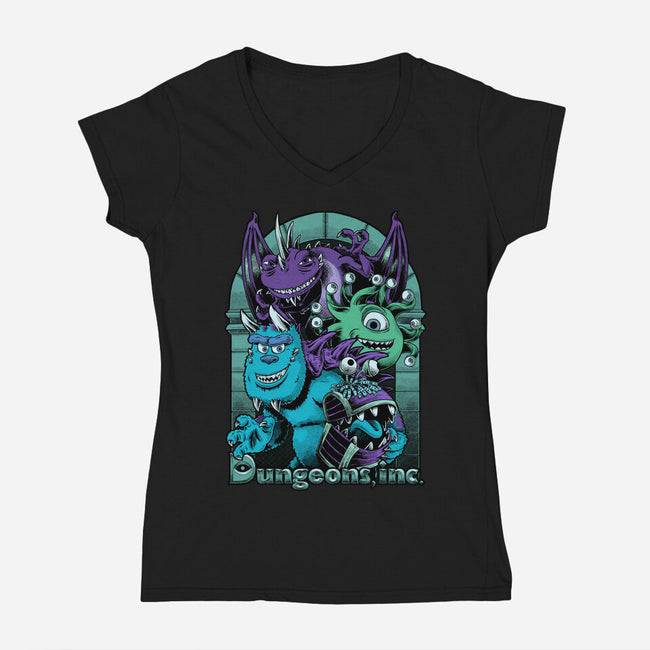 Dungeons Inc-Womens-V-Neck-Tee-Studio Mootant