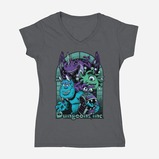 Dungeons Inc-Womens-V-Neck-Tee-Studio Mootant