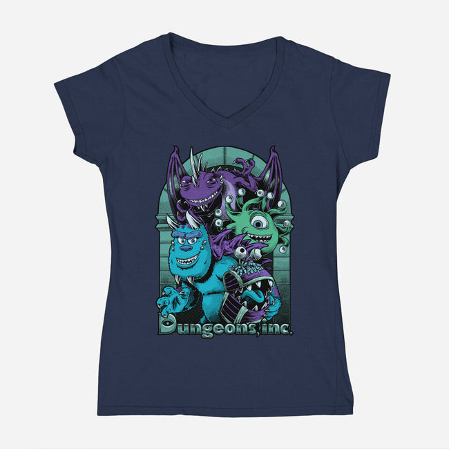Dungeons Inc-Womens-V-Neck-Tee-Studio Mootant