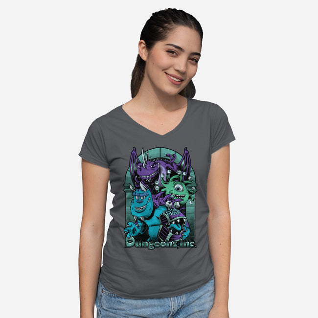 Dungeons Inc-Womens-V-Neck-Tee-Studio Mootant