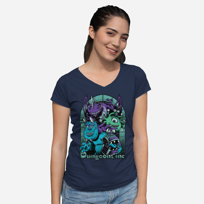 Dungeons Inc-Womens-V-Neck-Tee-Studio Mootant