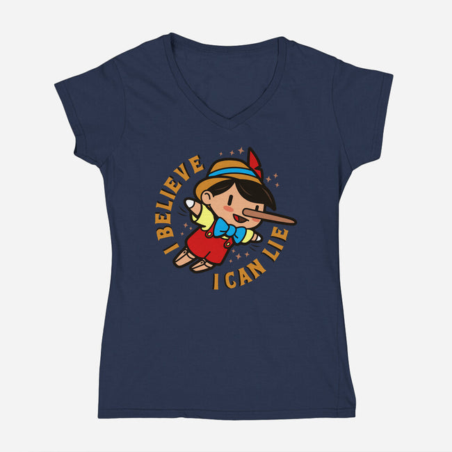 I Believe I Can Lie-Womens-V-Neck-Tee-Boggs Nicolas