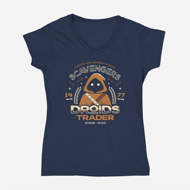 Droids Trader-Womens-V-Neck-Tee-Logozaste