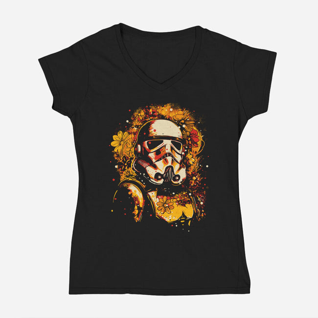Flower Trooper-Womens-V-Neck-Tee-kharmazero