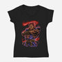 Fighting Demon-Womens-V-Neck-Tee-Conjura Geek