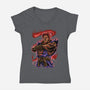 Fighting Demon-Womens-V-Neck-Tee-Conjura Geek