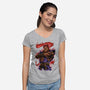 Fighting Demon-Womens-V-Neck-Tee-Conjura Geek