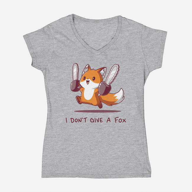 I Don't Give A Fox-Womens-V-Neck-Tee-Kiseki