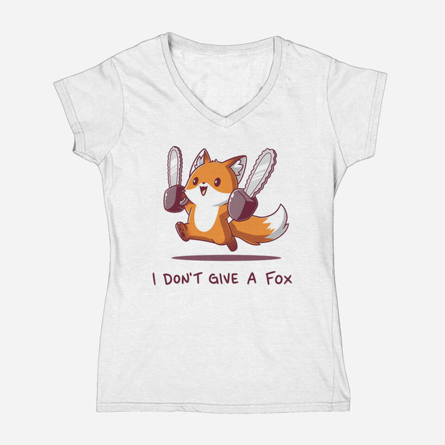 I Don't Give A Fox-Womens-V-Neck-Tee-Kiseki