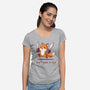 I Don't Give A Fox-Womens-V-Neck-Tee-Kiseki