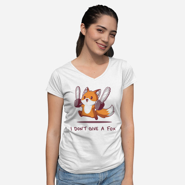 I Don't Give A Fox-Womens-V-Neck-Tee-Kiseki