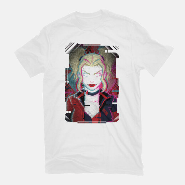 Harley Quinn Glitch-Womens-Fitted-Tee-danielmorris1993