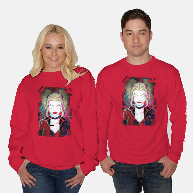 Harley Quinn Glitch-Unisex-Crew Neck-Sweatshirt-danielmorris1993
