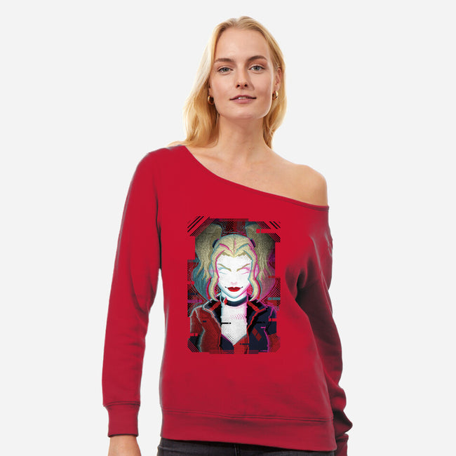 Harley Quinn Glitch-Womens-Off Shoulder-Sweatshirt-danielmorris1993