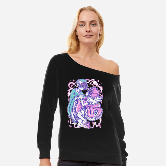 Sakura Syaoran-Womens-Off Shoulder-Sweatshirt-Panchi Art