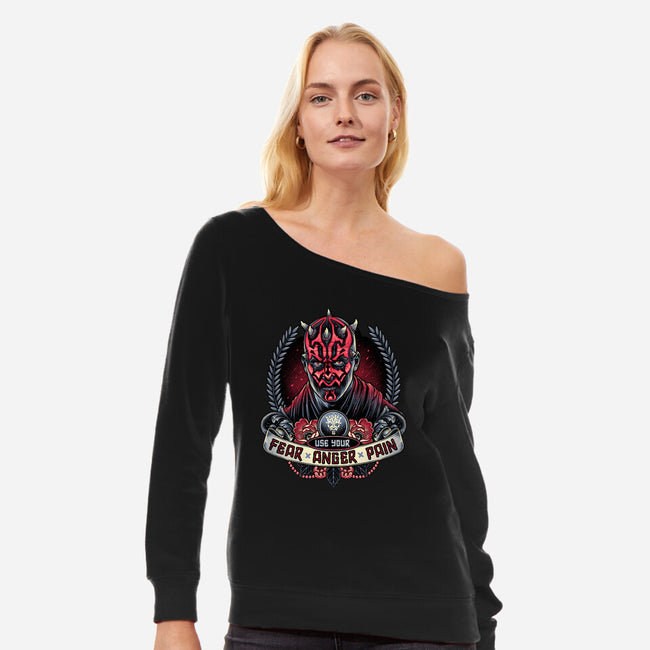 Fear Anger And Pain-Womens-Off Shoulder-Sweatshirt-momma_gorilla