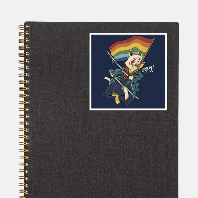 Katana Cat Rainbow Flag-None-Glossy-Sticker-tobefonseca