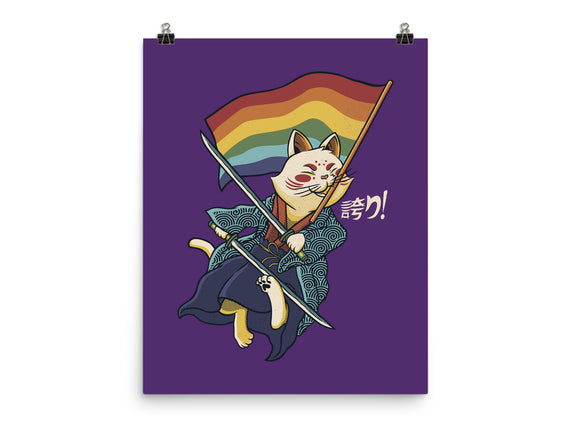 Katana Cat Rainbow Flag