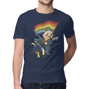 Katana Cat Rainbow Flag