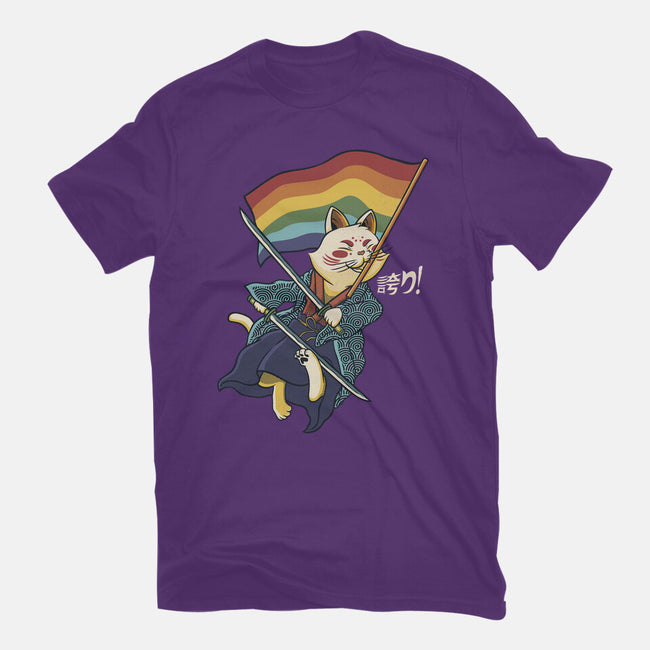 Katana Cat Rainbow Flag-Mens-Basic-Tee-tobefonseca