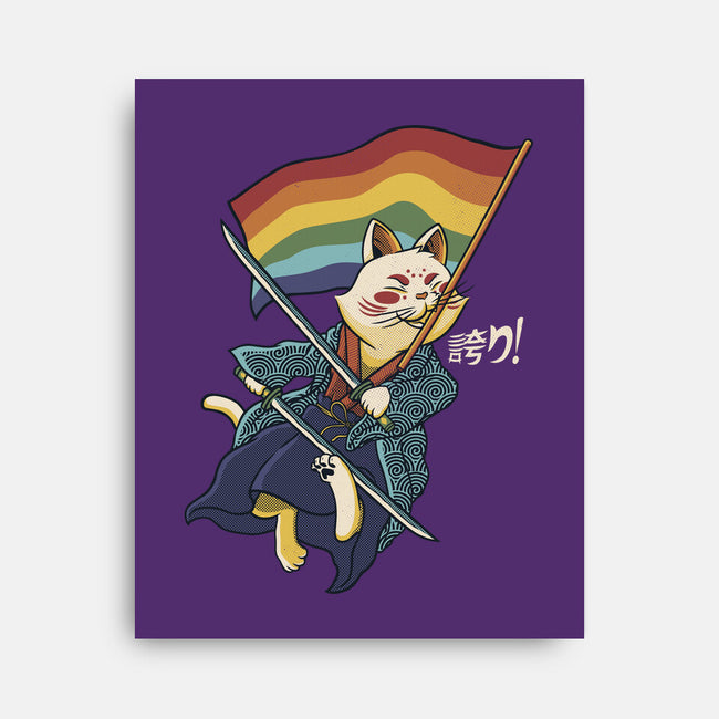 Katana Cat Rainbow Flag-None-Stretched-Canvas-tobefonseca