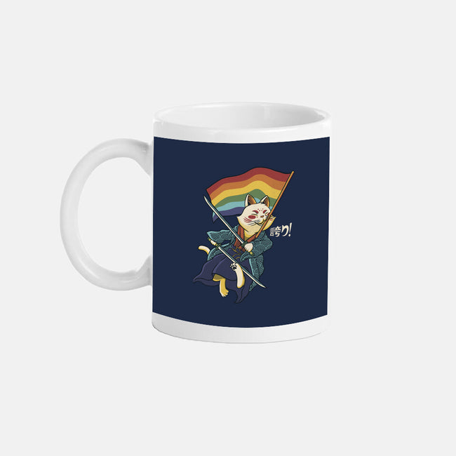 Katana Cat Rainbow Flag-None-Mug-Drinkware-tobefonseca