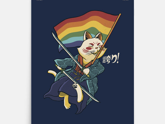 Katana Cat Rainbow Flag