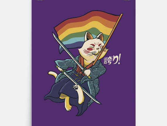 Katana Cat Rainbow Flag