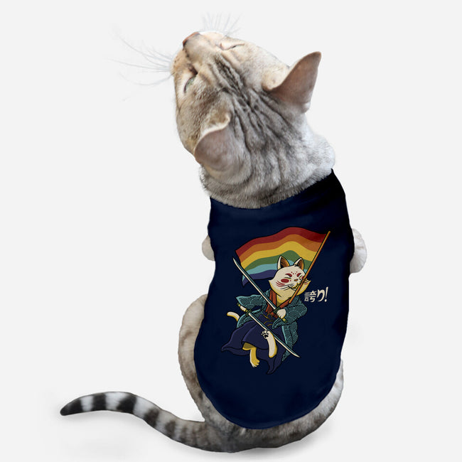 Katana Cat Rainbow Flag-Cat-Basic-Pet Tank-tobefonseca