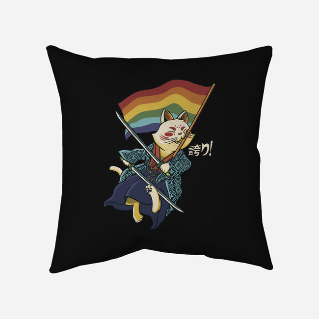 Katana Cat Rainbow Flag-None-Removable Cover w Insert-Throw Pillow-tobefonseca