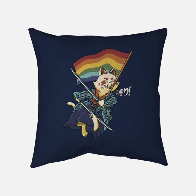 Katana Cat Rainbow Flag-None-Removable Cover w Insert-Throw Pillow-tobefonseca