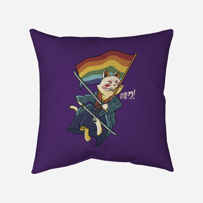 Katana Cat Rainbow Flag-None-Removable Cover w Insert-Throw Pillow-tobefonseca