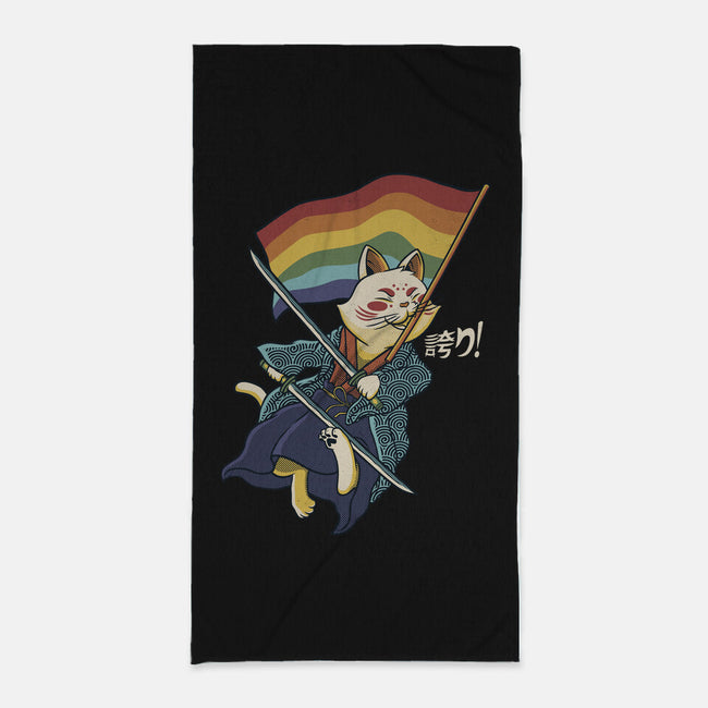 Katana Cat Rainbow Flag-None-Beach-Towel-tobefonseca