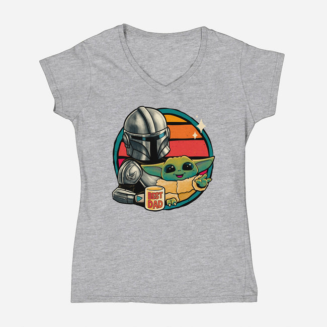 Beskar Dad-Womens-V-Neck-Tee-teesgeex