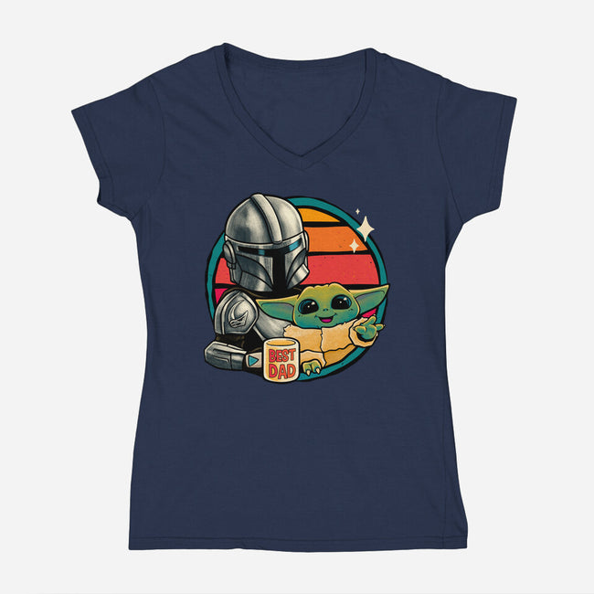 Beskar Dad-Womens-V-Neck-Tee-teesgeex