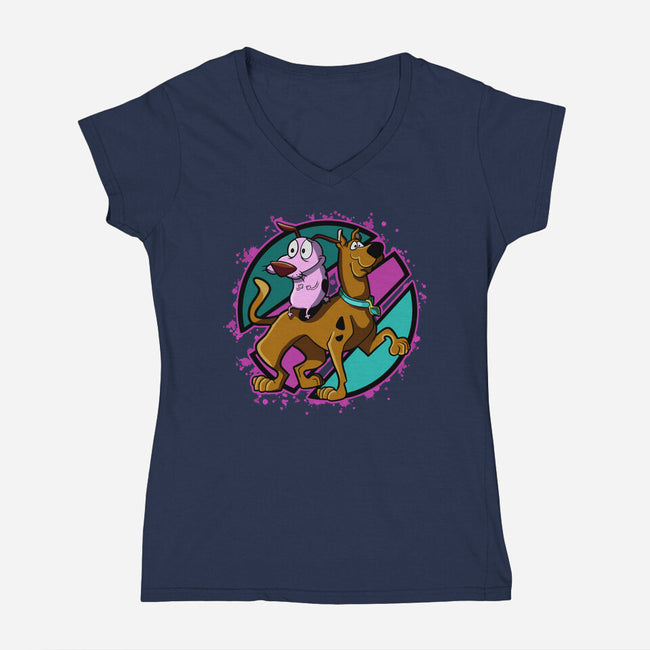 Scary Dogs-Womens-V-Neck-Tee-nickzzarto