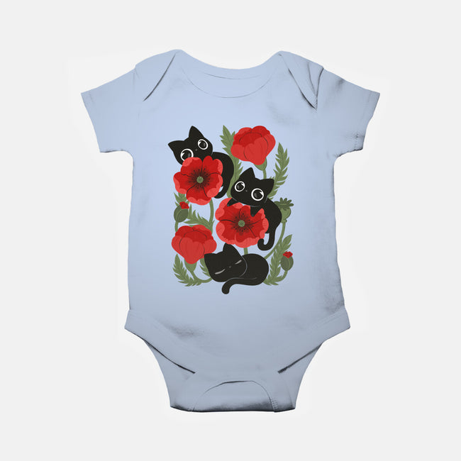 Poppies And Black Kitties-Baby-Basic-Onesie-ricolaa