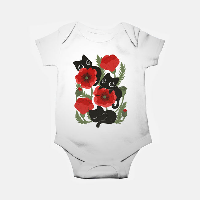 Poppies And Black Kitties-Baby-Basic-Onesie-ricolaa