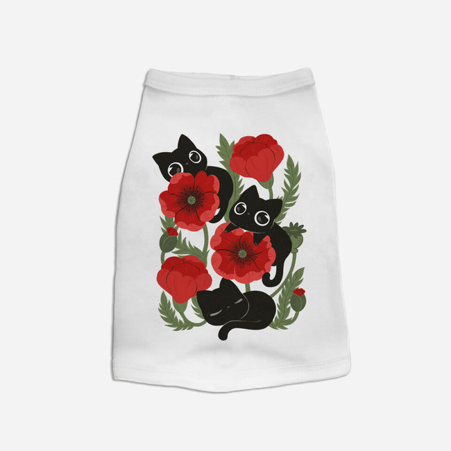 Poppies And Black Kitties-Cat-Basic-Pet Tank-ricolaa