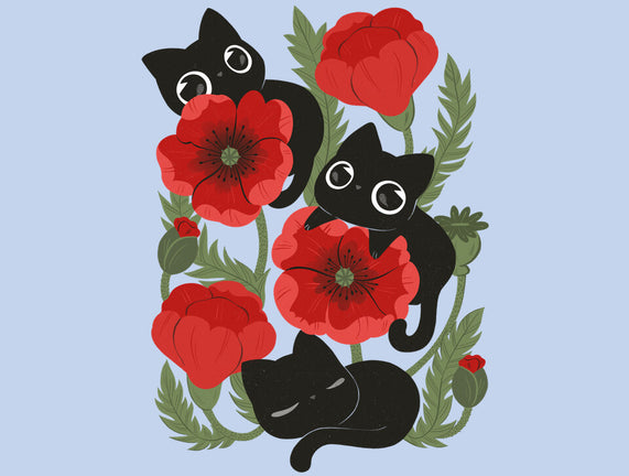 Poppies And Black Kitties