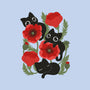 Poppies And Black Kitties-None-Indoor-Rug-ricolaa