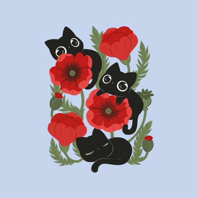Poppies And Black Kitties-None-Polyester-Shower Curtain-ricolaa
