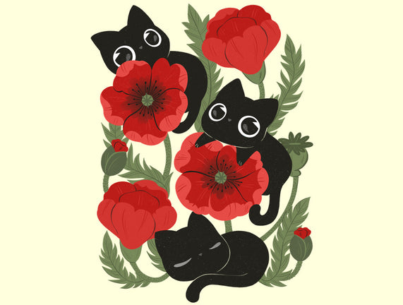 Poppies And Black Kitties