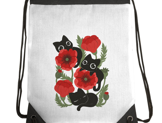 Poppies And Black Kitties