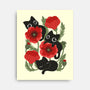 Poppies And Black Kitties-None-Stretched-Canvas-ricolaa