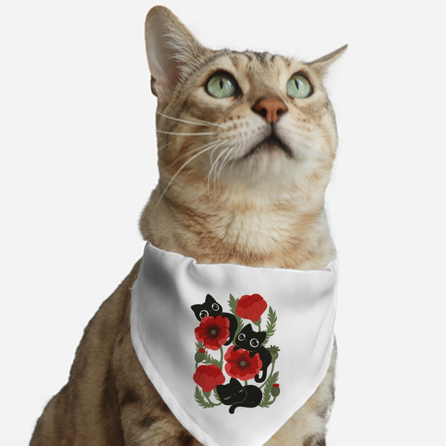 Poppies And Black Kitties-Cat-Adjustable-Pet Collar-ricolaa