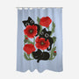 Poppies And Black Kitties-None-Polyester-Shower Curtain-ricolaa