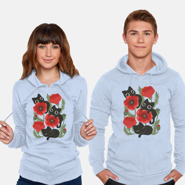 Poppies And Black Kitties-Unisex-Pullover-Sweatshirt-ricolaa