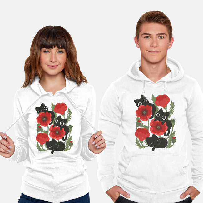 Poppies And Black Kitties-Unisex-Pullover-Sweatshirt-ricolaa
