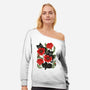 Poppies And Black Kitties-Womens-Off Shoulder-Sweatshirt-ricolaa